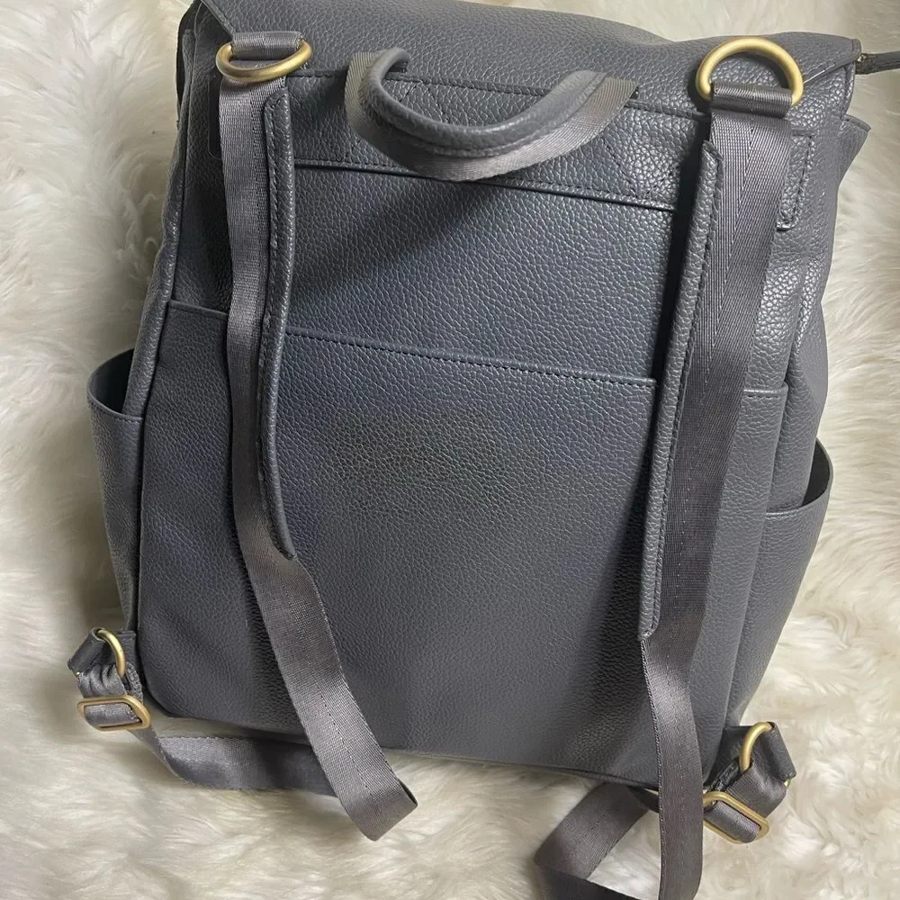 Freshly Picked Diaper Bag convertible backpack Synthetic Gray brass hardwares.